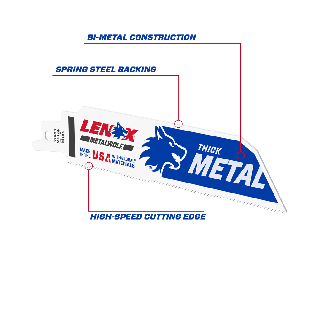 LENOX Lazer Metal Cutting Reciprocating Saw Blade, Bi-Metal, 6-Inch, 14 TPi, 5/Pk