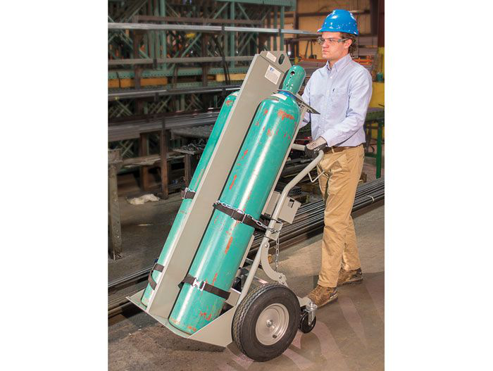 Double Cylinder Hand Truck W/ Firewall & Hoist Ring, 16" Pneumatic Wheels, Rear Casters, Tool Box - 35052