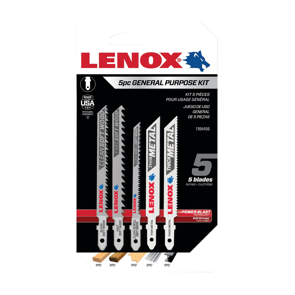 LENOX T-Shank General Purpose Jig Saw Blade Assortment, 5Piece