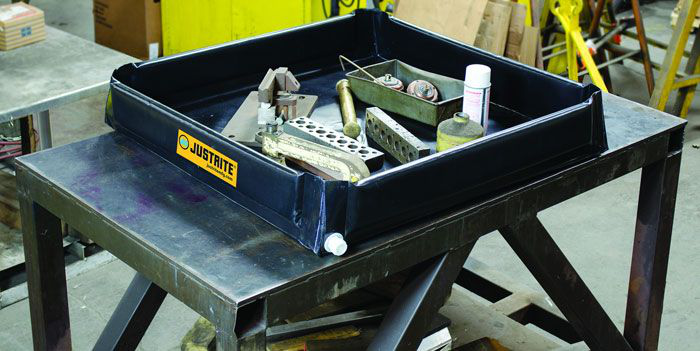 4' x 5' x 6", 70 Gallon Spill Capacity, Mini Berm Flex Tray with 1" Drain, Black - 28446
