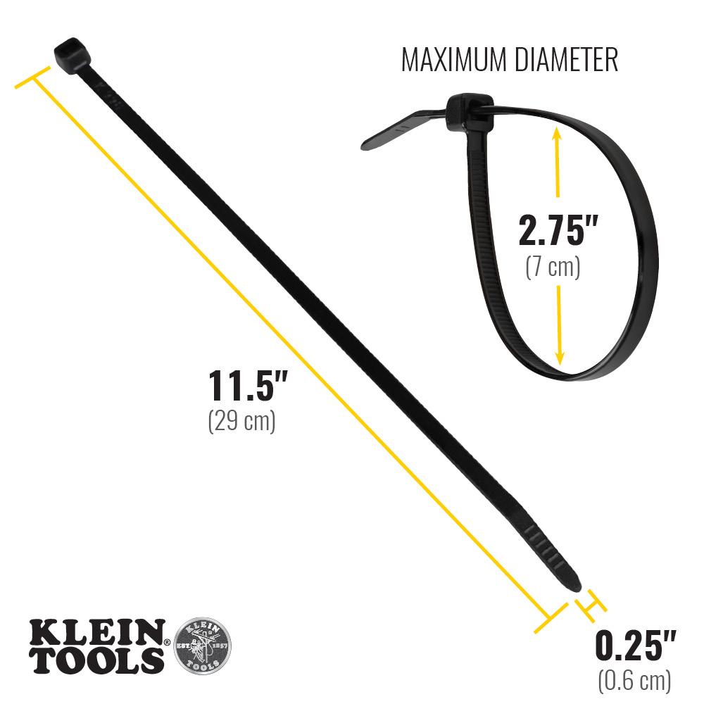 Cable Ties, Zip Ties, 50-Pound Tensile Strength, 11.5-Inch, Black
