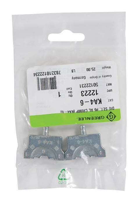 GREENLEE #6 Aluminum Crimping Die Set (KA4-6)