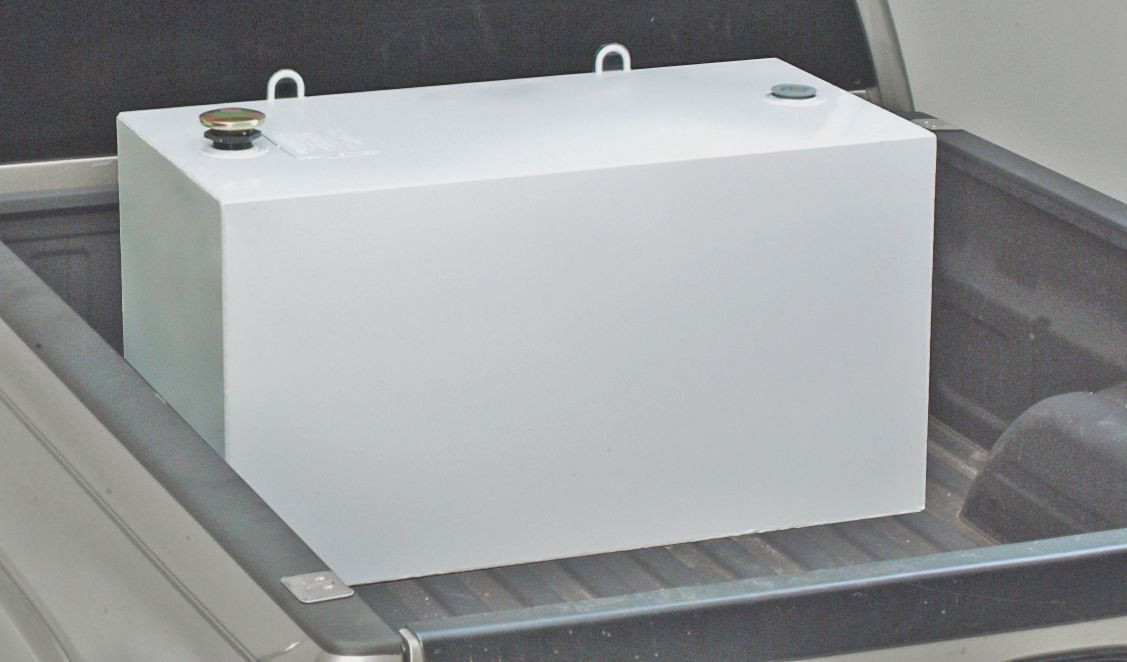 JOBOX 100 Gallon White Rectangular Steel Liquid Transfer Tank for Trucks