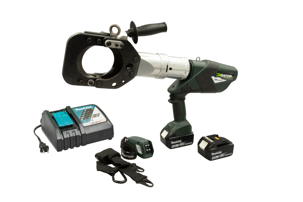 GREENLEE 105mm Gator® Guillotine Remote Cable Cutter, 120V Charger, Two 4.0Ah Batteries