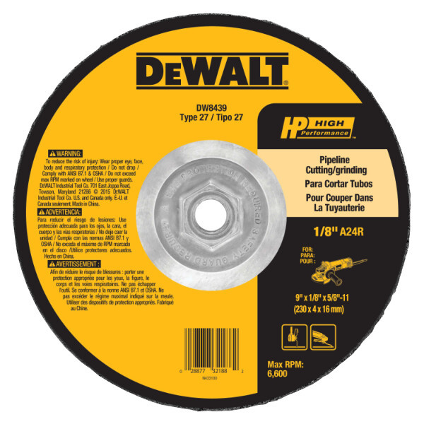 DEWALT 11 Pipeliner Cut/Grind Wheel, 9-Inch X 1/8-Inch X 5/8-Inch