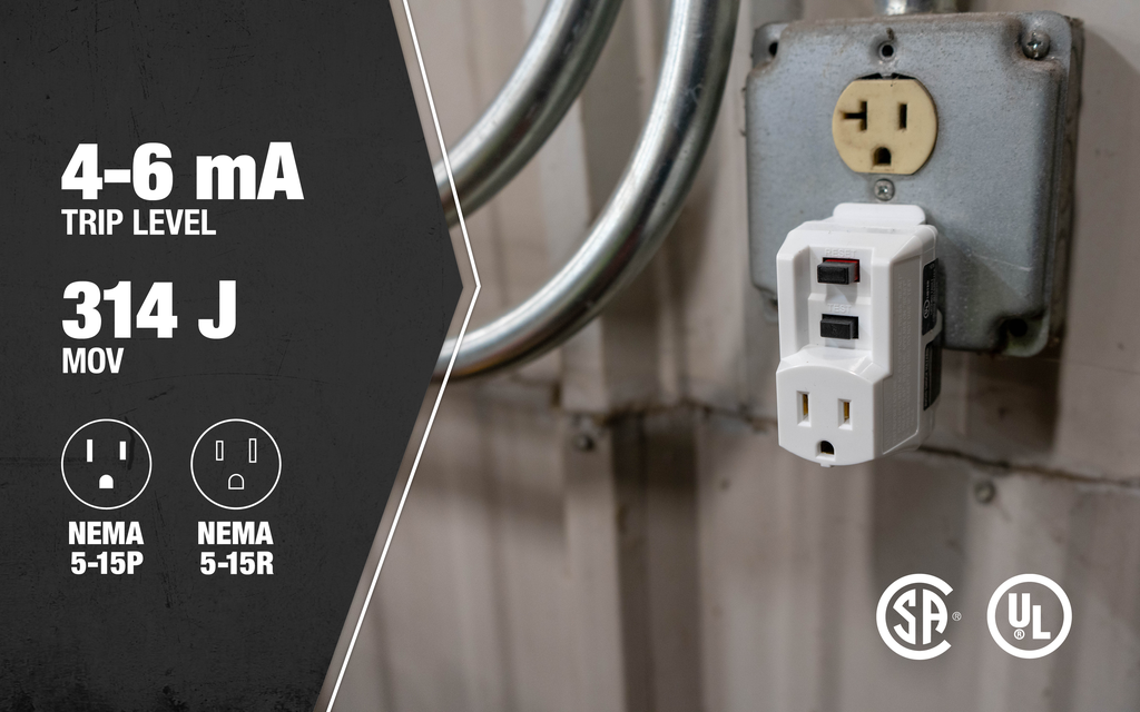 Southwire 15A USER ATTACHABLE GFCI PLUG (manual reset) WHITE 6/BX