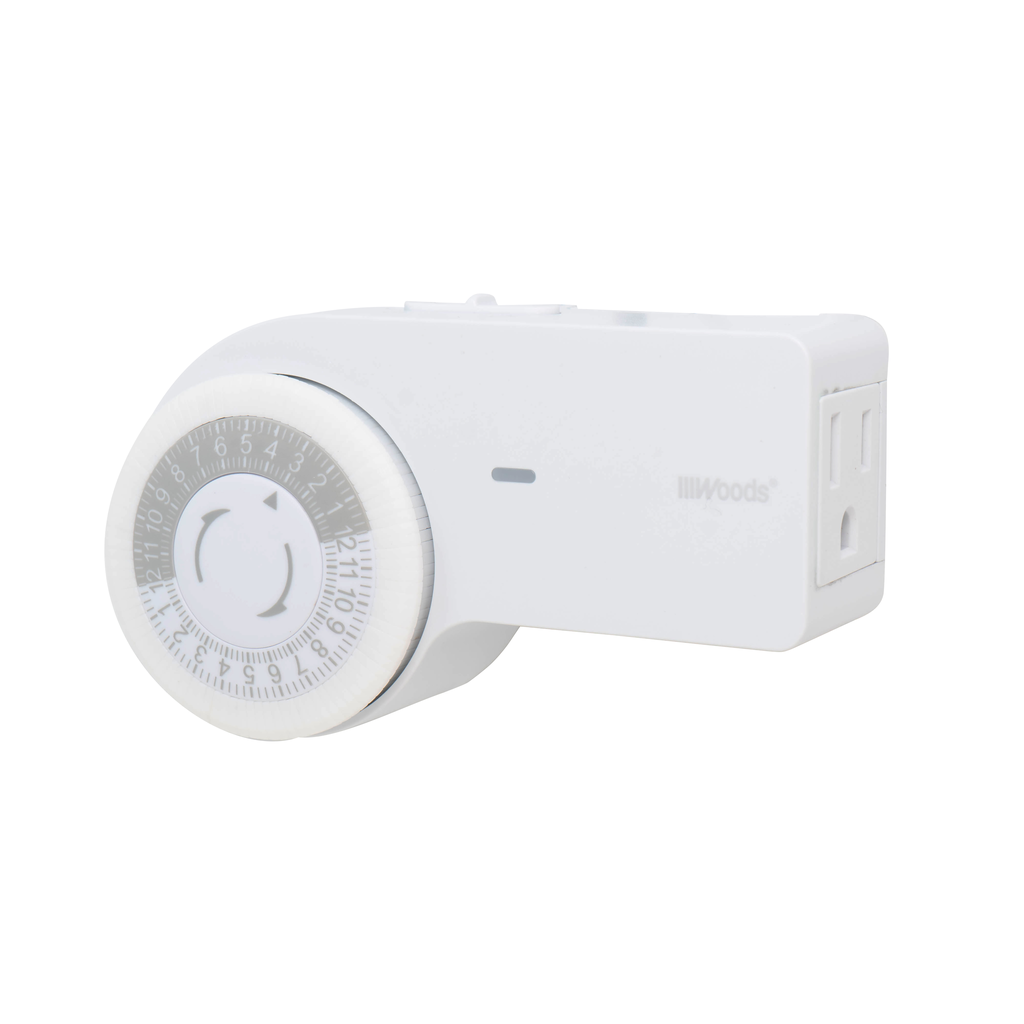 Woods TIMER, INDOOR HEAVY DUTY MECHANICAL, 1 GROUNDED OUTLET, OFF-CENTER DESIGN 6/BX