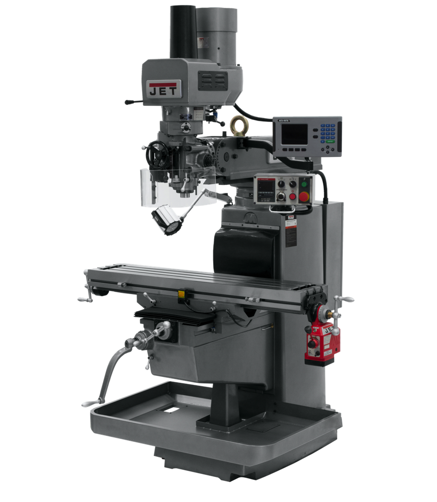 JTM-1050EVS2/230 Mill With 3-Axis Acu-Rite 203DRO (Quill) With X-Axis Powerfeed and Air Powered Draw Bar