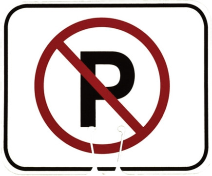 Cone Sign - No Parking Symbol (black & red on white)