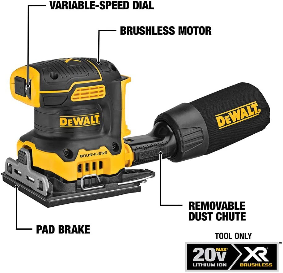 DEWALT 20V MAX* XR Brushless Cordless 1/4 Sheet Variable Speed Sander (Tool Only)