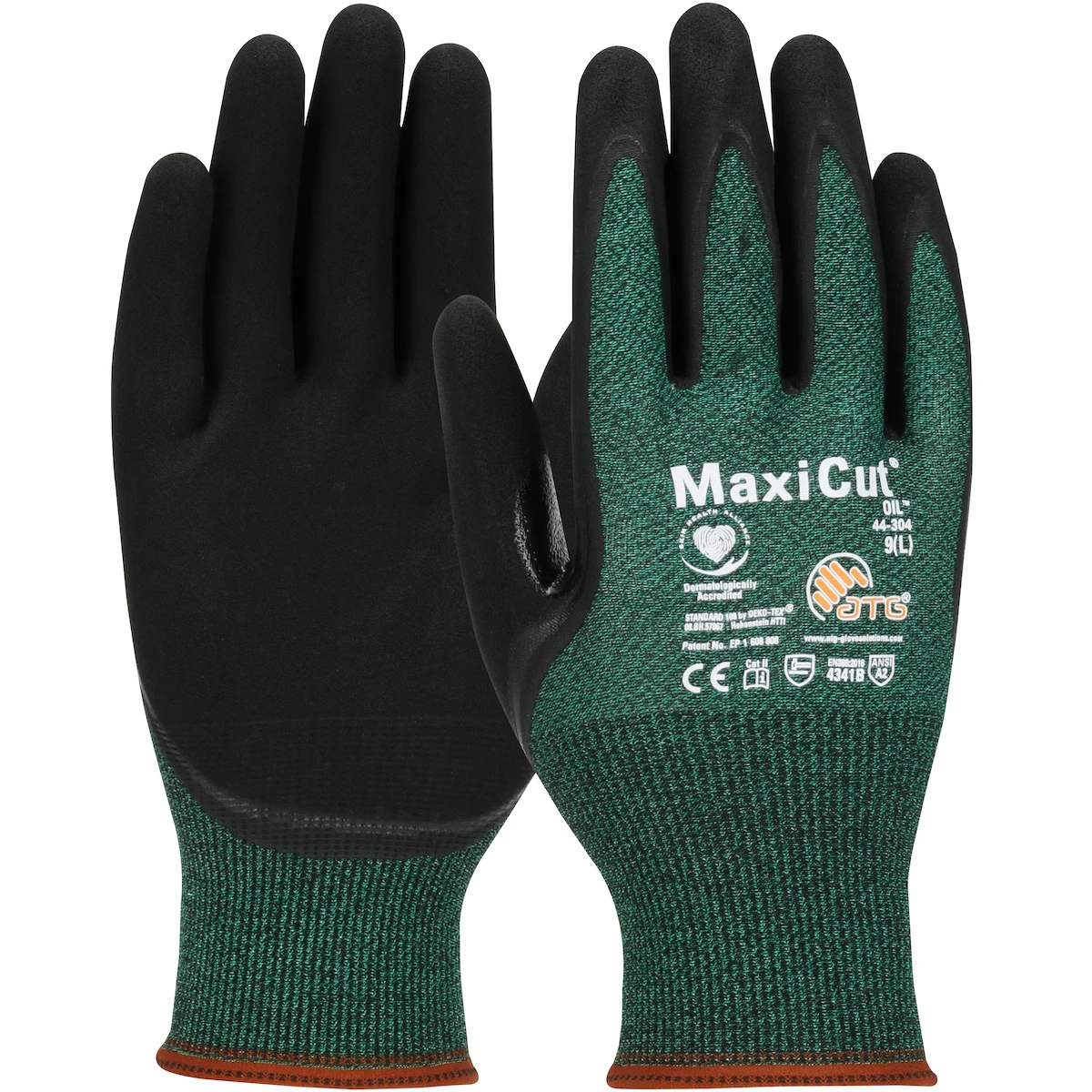 MaxiCut® Oil 44-304  Cut Resistant Gloves, Size 2XL, Green, ANSI A2