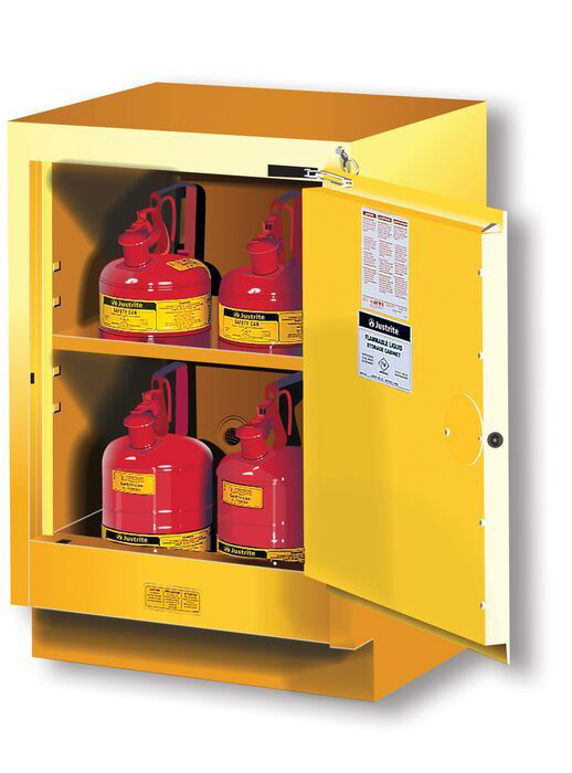 15 Gallon, 1 Shelf, 1 Door, Self Close, Right Hinge, Flammable Cabinet, Sure-Grip® EX Under Fume Hood, Yellow - 882420