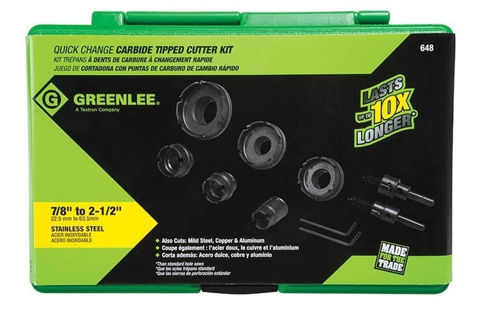 GREENLEE 8PC Quick-Change Carbide-Tipped Hole Cutter Set (7/8" - 2-1/2")