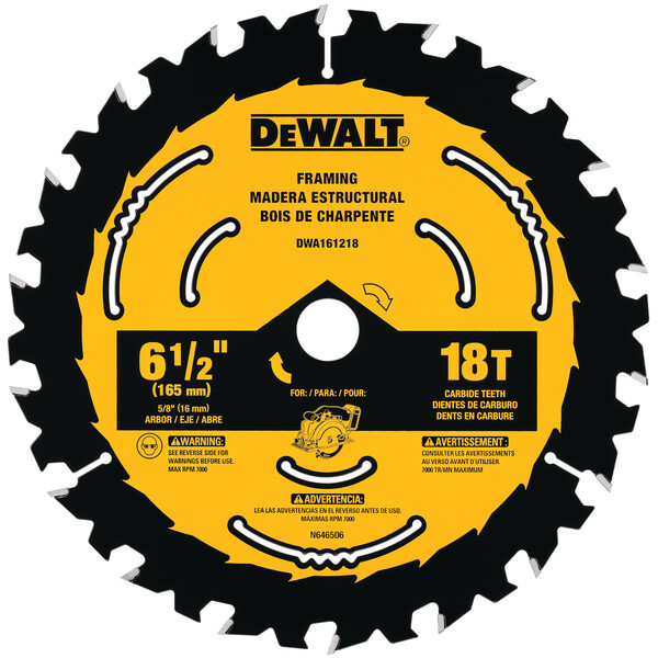 DEWALT 6-1/2-Inch 18-Tooth Circular Saw Blade