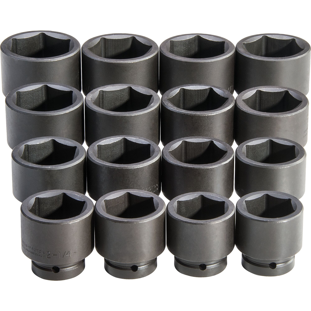 Proto® 1" Drive 16 Piece Impact Socket Set - 6 Point 1/ea