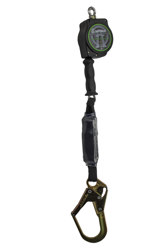 SAFEWAZE Latitude HD 10' Single Cable SRL: Carabiner, Rebar Hook  (P/N SW8008-10-RBH)