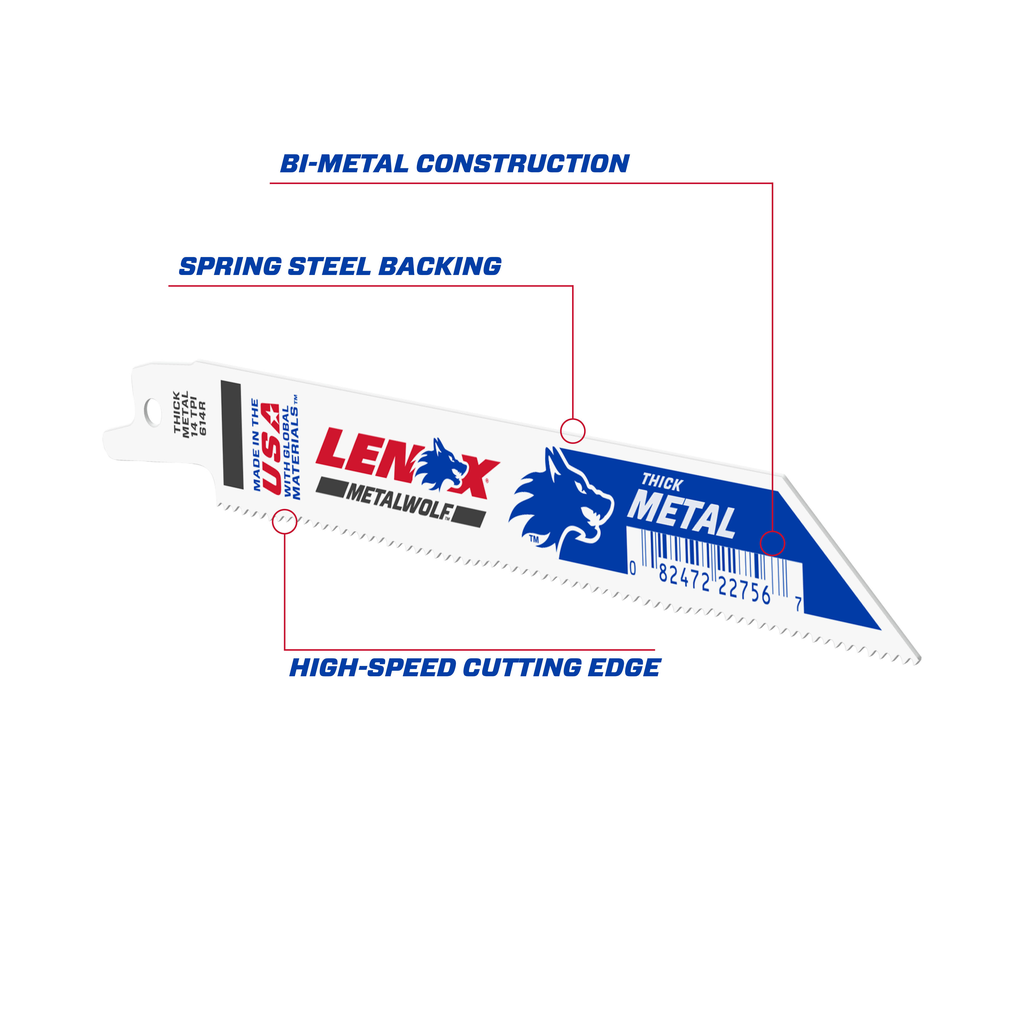 LENOX Reciprocal Saw Blades, 6" Long X 3/4 Wide X 0.035" X 14" TPi (Pack Of 50)