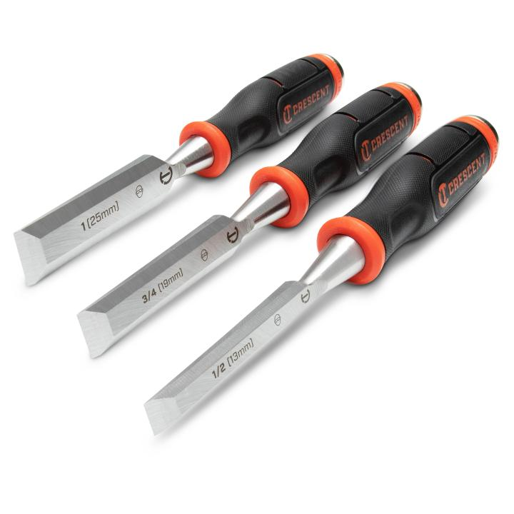 WOOD CHISEL SET,3PC,1/2",3/4",1"