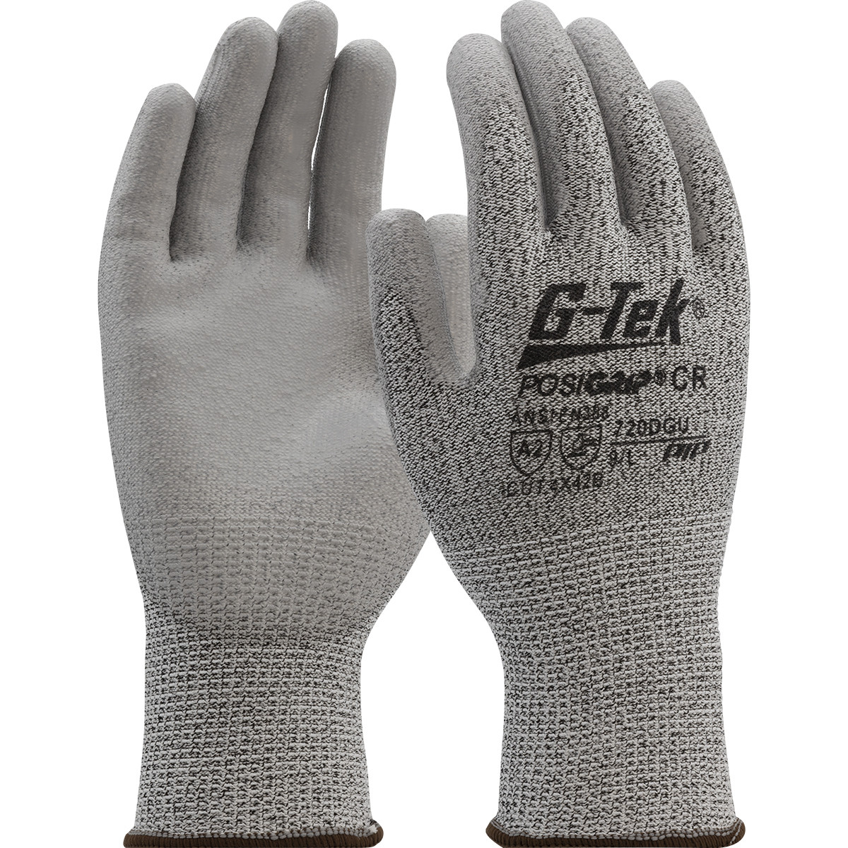 G-Tek® PosiGrip® 720DGU  Cut Resistant Gloves, Size L, Salt & Pepper, ANSI A2