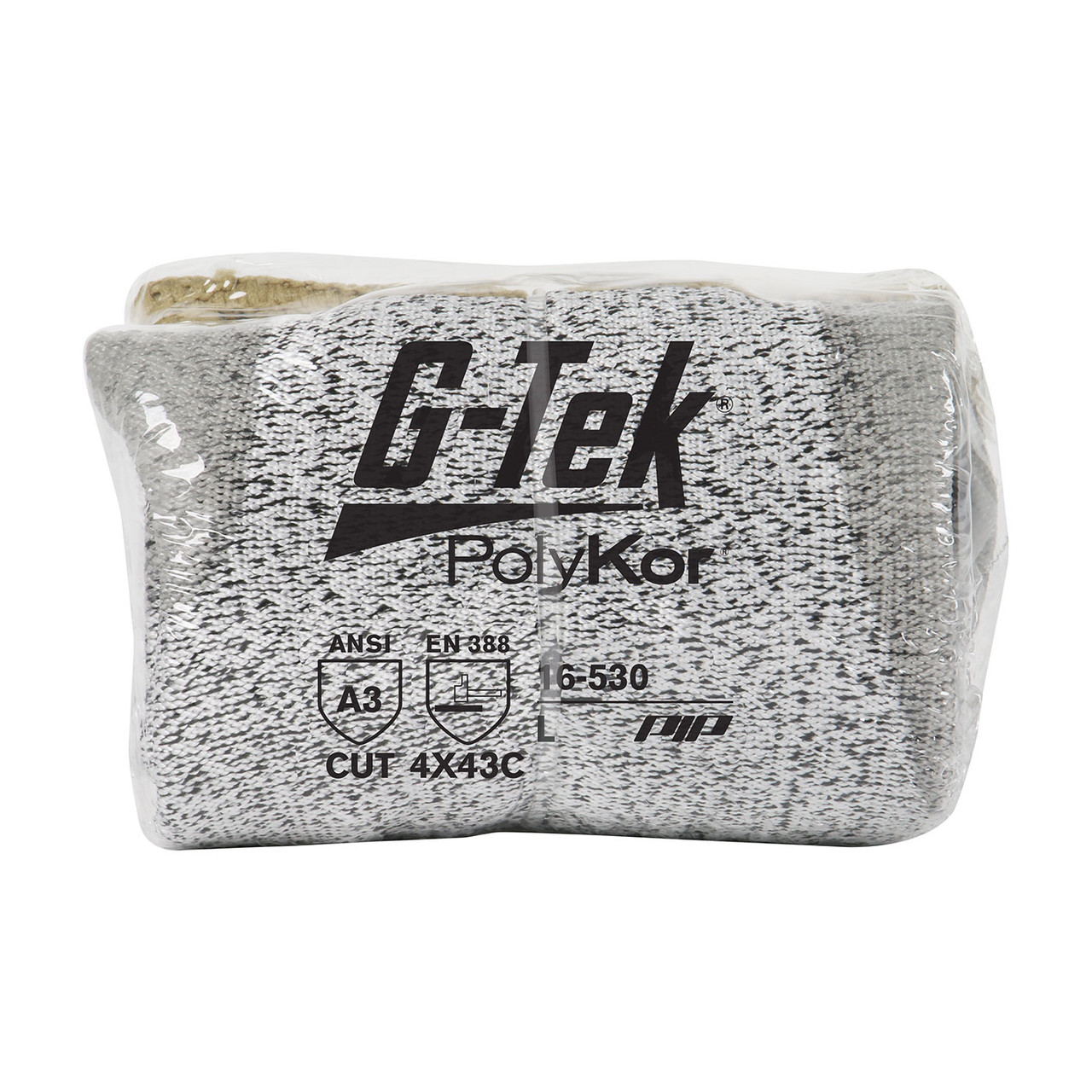 G-Tek® PolyKor® 16-530V  Cut Resistant Gloves, Size XS, Salt & Pepper, ANSI A3