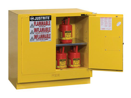 22 Gallon, 1 Shelf, 2 Doors, Self Close, Flammable Cabinet, Sure-Grip® EX Under Counter, Yellow - 892320