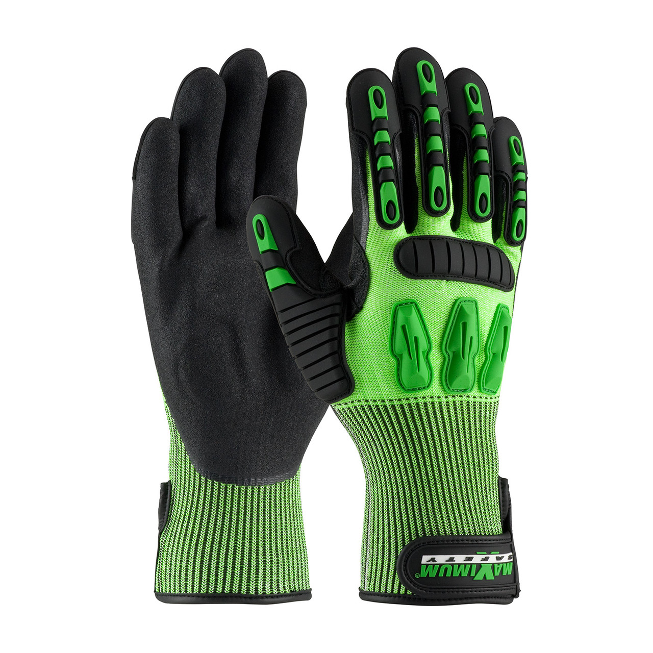 G-Tek® 120-5130  Hi Performance Glove, Size L, Hi-Vis Green, ANSI A2