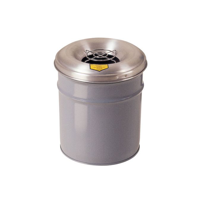 6 Gallon, Cease-Fire® Waste Receptacle for Cigarette Disposal, Aluminum Head With Grill Guard, Gray - 26626G