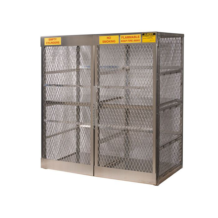 16 Vertical 20 to 33 Lb. LPG Cylinder Capacity, Gas Cylinder Cabinet Locker, Aluminum - 23011