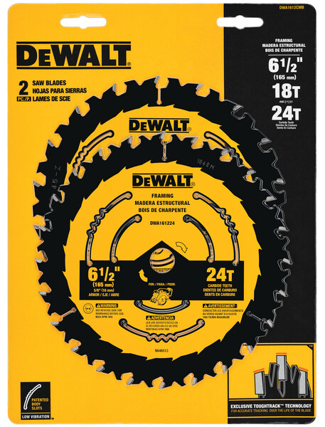 DEWALT 6-1/2-Inch 18/24-Tooth Circular Saw Blade, Combo, Pack Of 1 (Packaging May Vary)