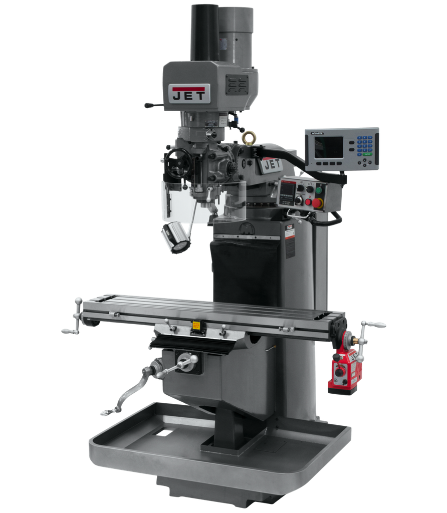 JTM-949EVS Mill With 3-Axis Acu-Rite 203 DRO (Quill) With X-Axis Powerfeed and Air Powered Draw Bar