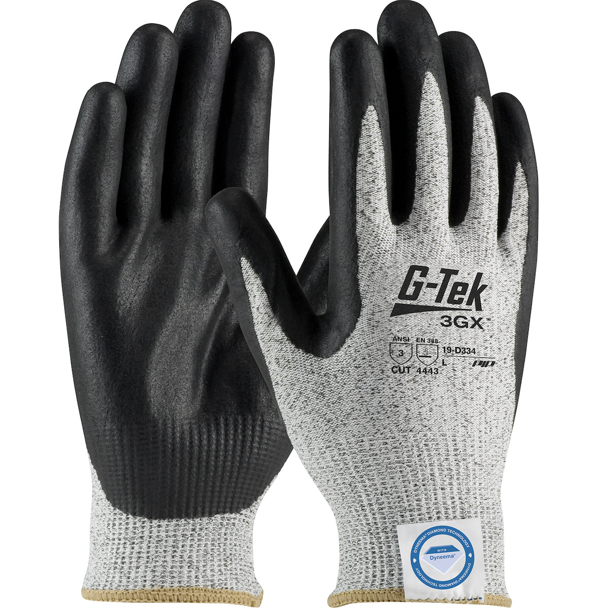 G-Tek® 3GX® 19-D334  Cut Resistant Gloves, Size XL, Salt & Pepper, ANSI A3