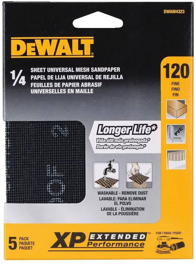 DEWALT 120 Grit Mesh Sheet (5 Sheets), 1/4"