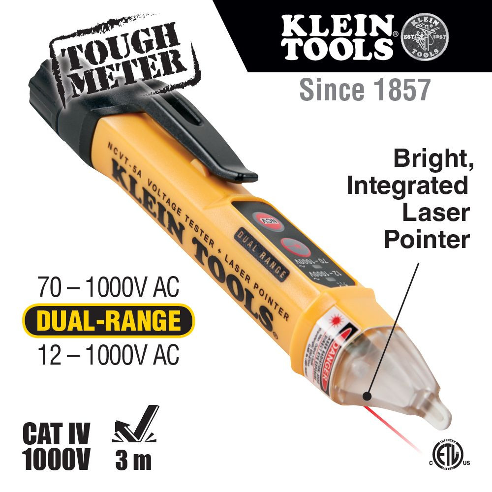 Klein Non-Contact Voltage Tester Pen, Dual Range, with Laser Pointer