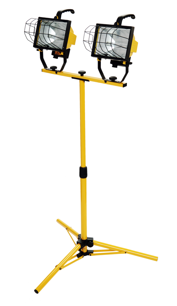 WOODS 1000 Watt Dual Head Portable Halogen Work Light with Telescoping Tripod 2/BX