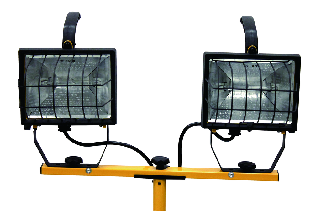 WOODS 1000 Watt Dual Head Portable Halogen Work Light with Telescoping Tripod 2/BX