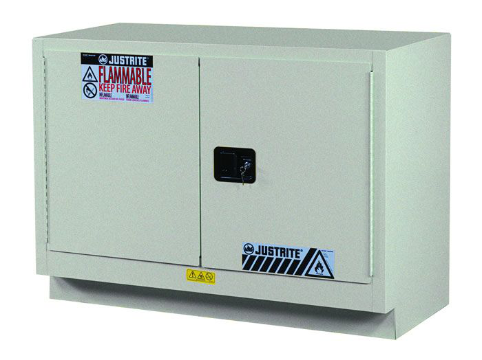 31 Gallon, 1 Shelf, 2 Doors, Manual Close, Flammable Cabinet, Sure-Grip® EX Under Fume Hood, Silver - 884804