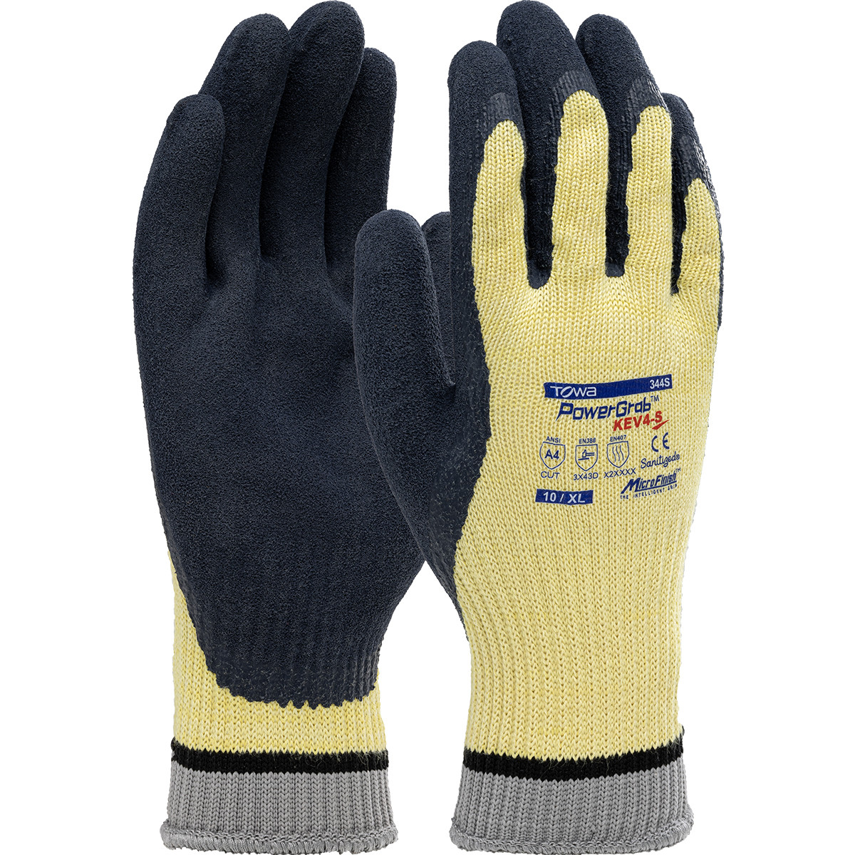 PowerGrab™ KEV4 09-K1444 Medium Weight Cut Resistant Gloves, Size S, Yellow, ANSI A4