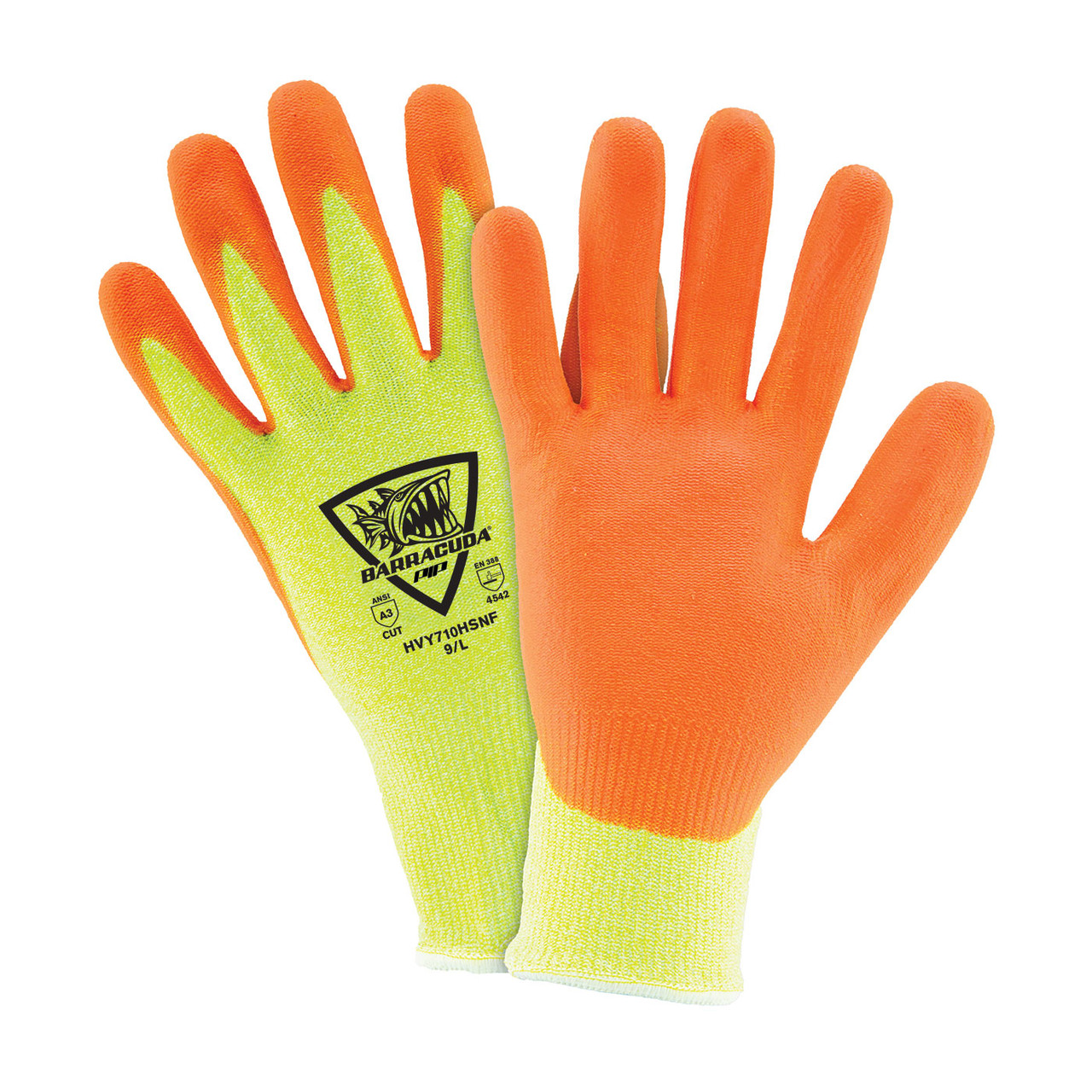 Barracuda® HVY710HSNF  Cut Resistant Gloves, Size M, Hi-Vis Yellow, ANSI A3