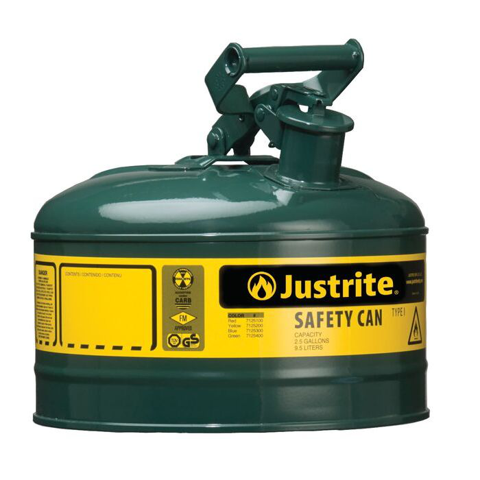 1 Gallon Steel Safety Can for Oil, Type I, Flame Arrester, Green - 7110400