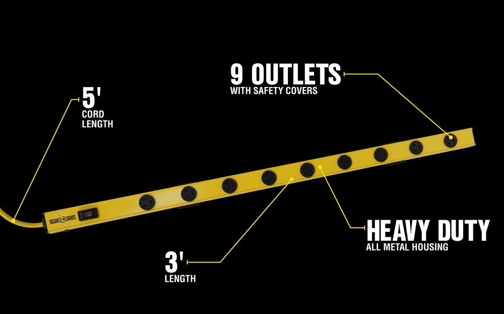 YELLOW JACKET, 9 OUT 3' L STRIP 5' CORD 6/BX