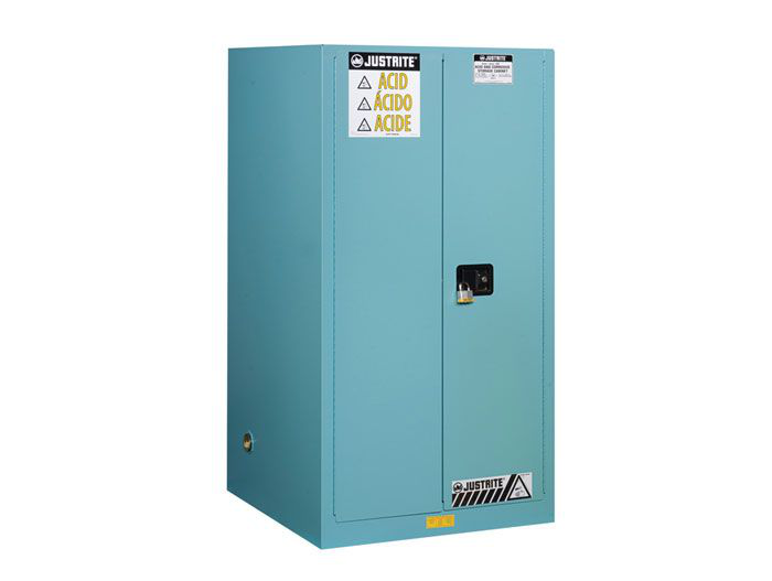 60 Gallon, 2 Shelves, 2 Doors, Manual Close, Corrosives/Acid Steel Safety Cabinet, Sure-Grip® EX, Blue - 896002