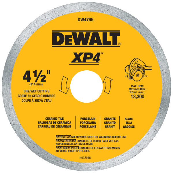 DEWALT Diamond Blade For Porcelain Tile, Wet/Dry, 4-1/2-Inch
