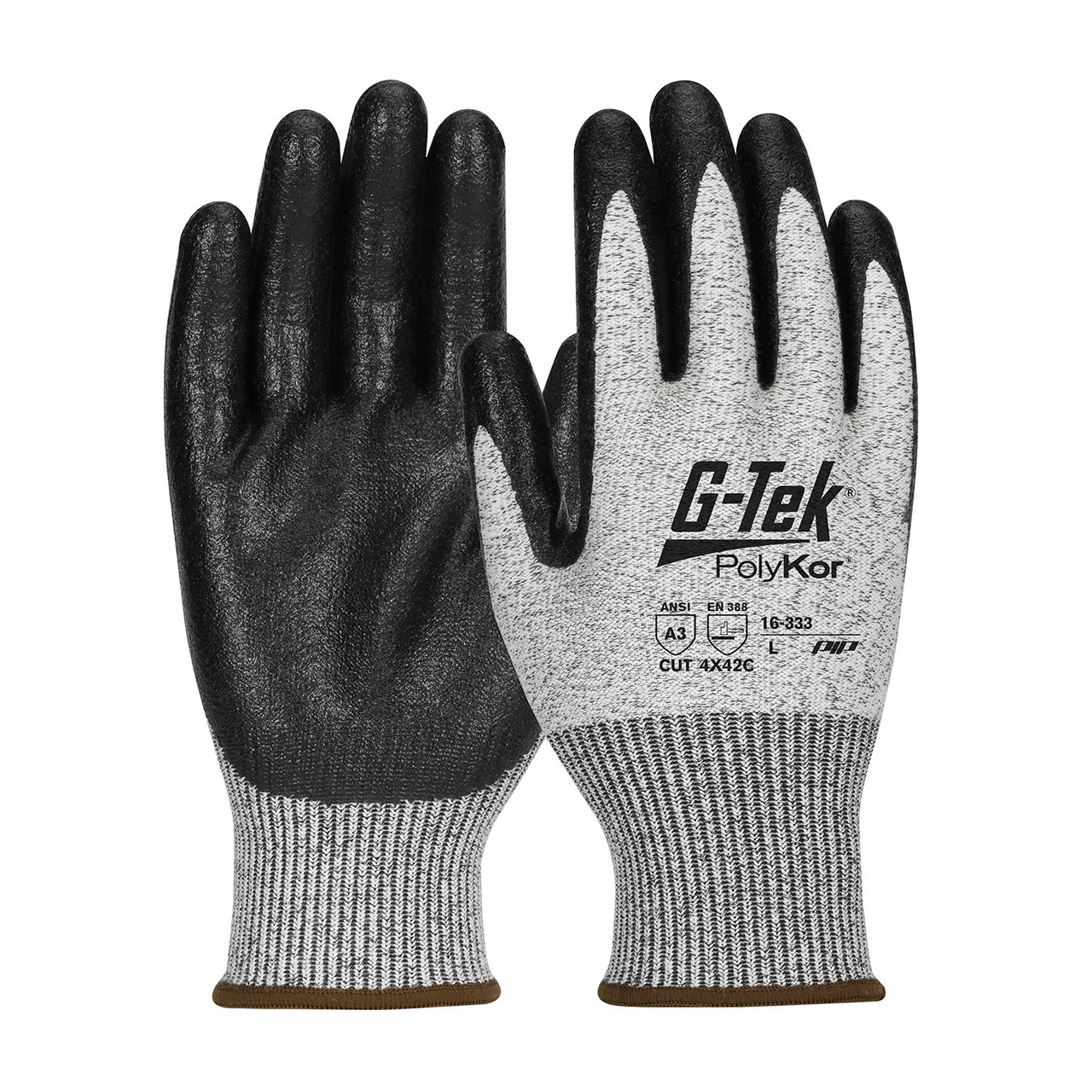 G-Tek® PolyKor® 16-333  Cut Resistant Gloves, Size XS, Salt & Pepper, ANSI A3