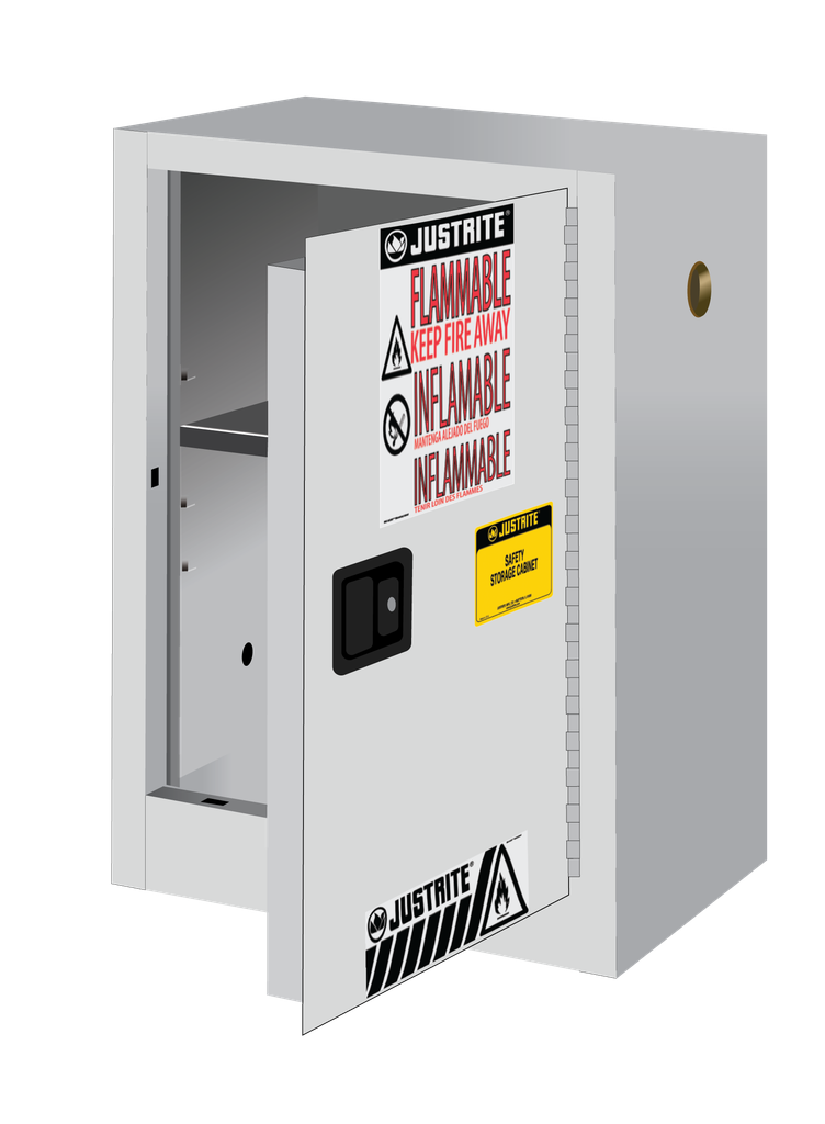 12 Gallon, 1 Shelf, 1 Door, Manual Close, Flammable Cabinet, Sure-Grip® EX Compac, White - 891205