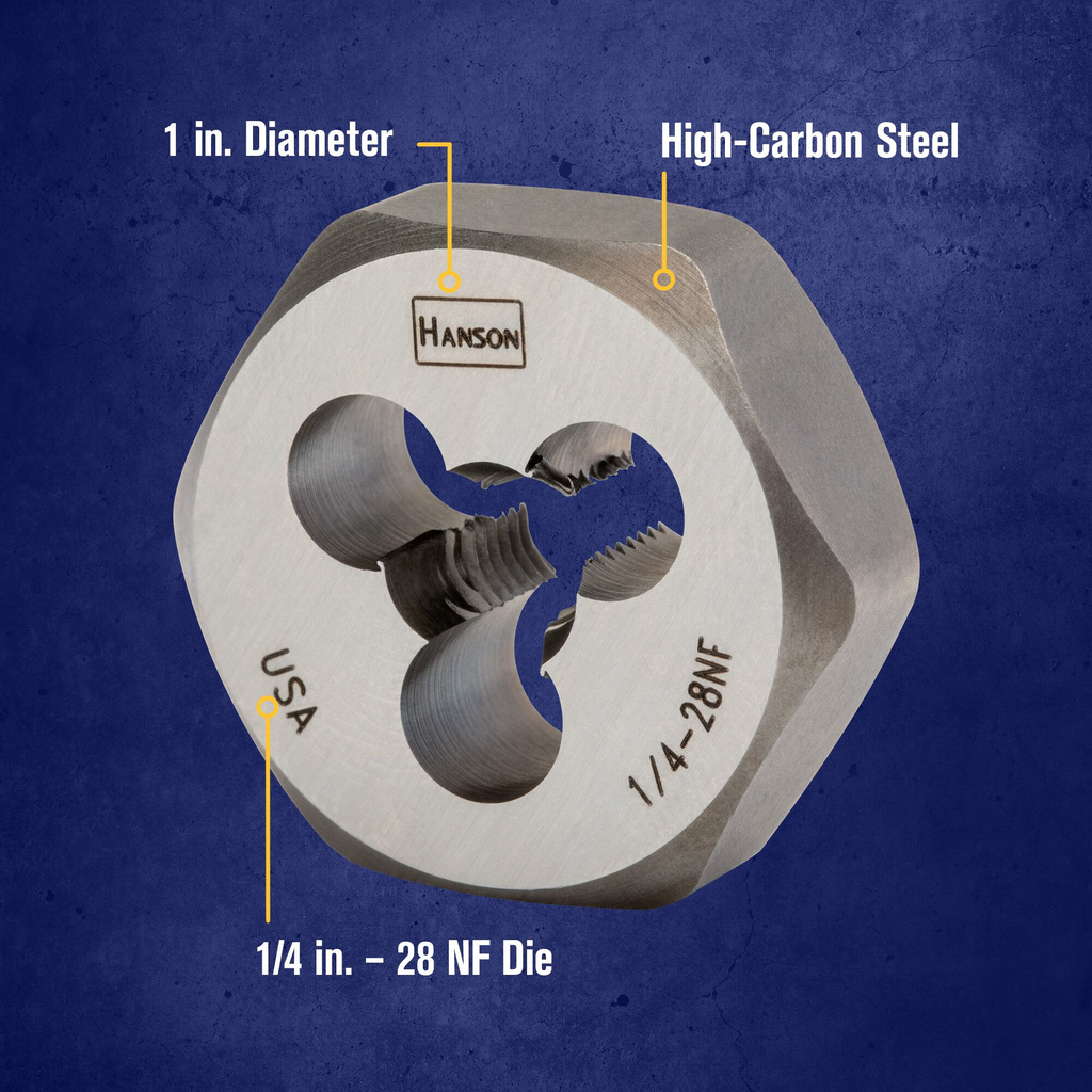 IRWIN DIE 1/4"-28NF 1" HEX  (P/N 6523ZR)