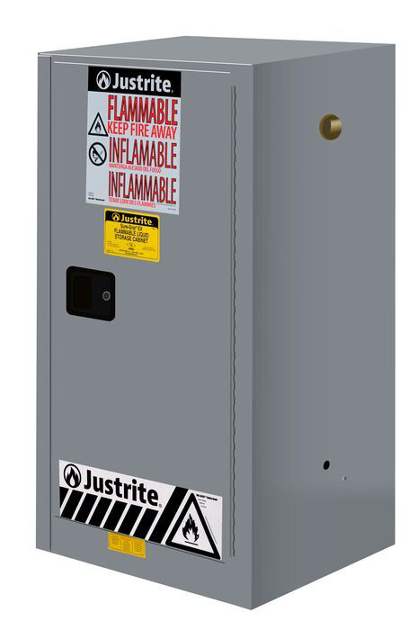 15 Gallon, 1 Shelf, 1 Door, Manual Close, Flammable Cabinet, Sure-Grip® EX Compac, Gray - 891503
