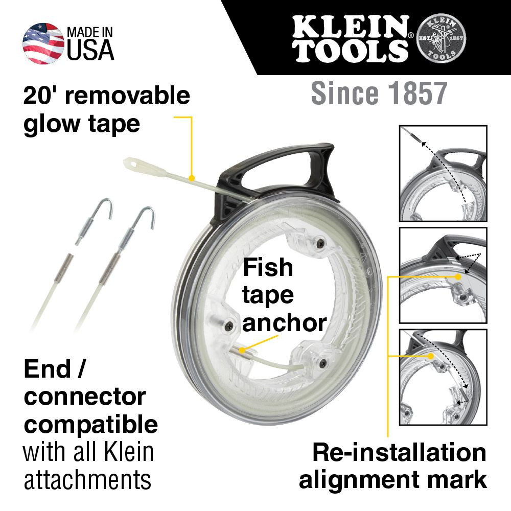 Klein Glow Fish Tape, 20-Foot