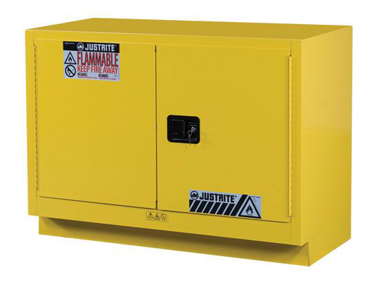 31 Gallon, 1 Shelf, 2 Doors, Manual Close, Flammable Cabinet, Sure-Grip® EX Under Fume Hood, Yellow - 884800