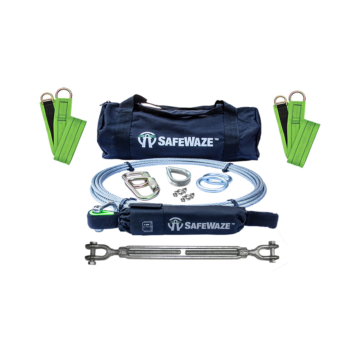 SafeWaze 30' Cable HLL: Cross Arm Straps, Web Energy Absorber 