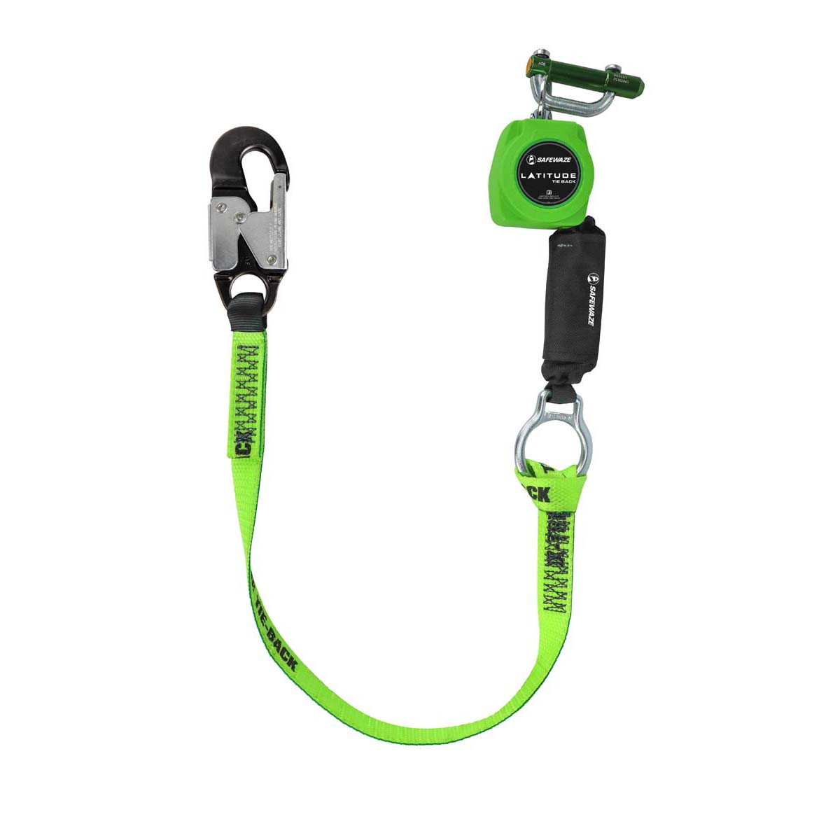 SafeWaze Latitude 6' Tie-Back Single Web SRL: 9013, 37" SL Tie-Back, Alu Snap